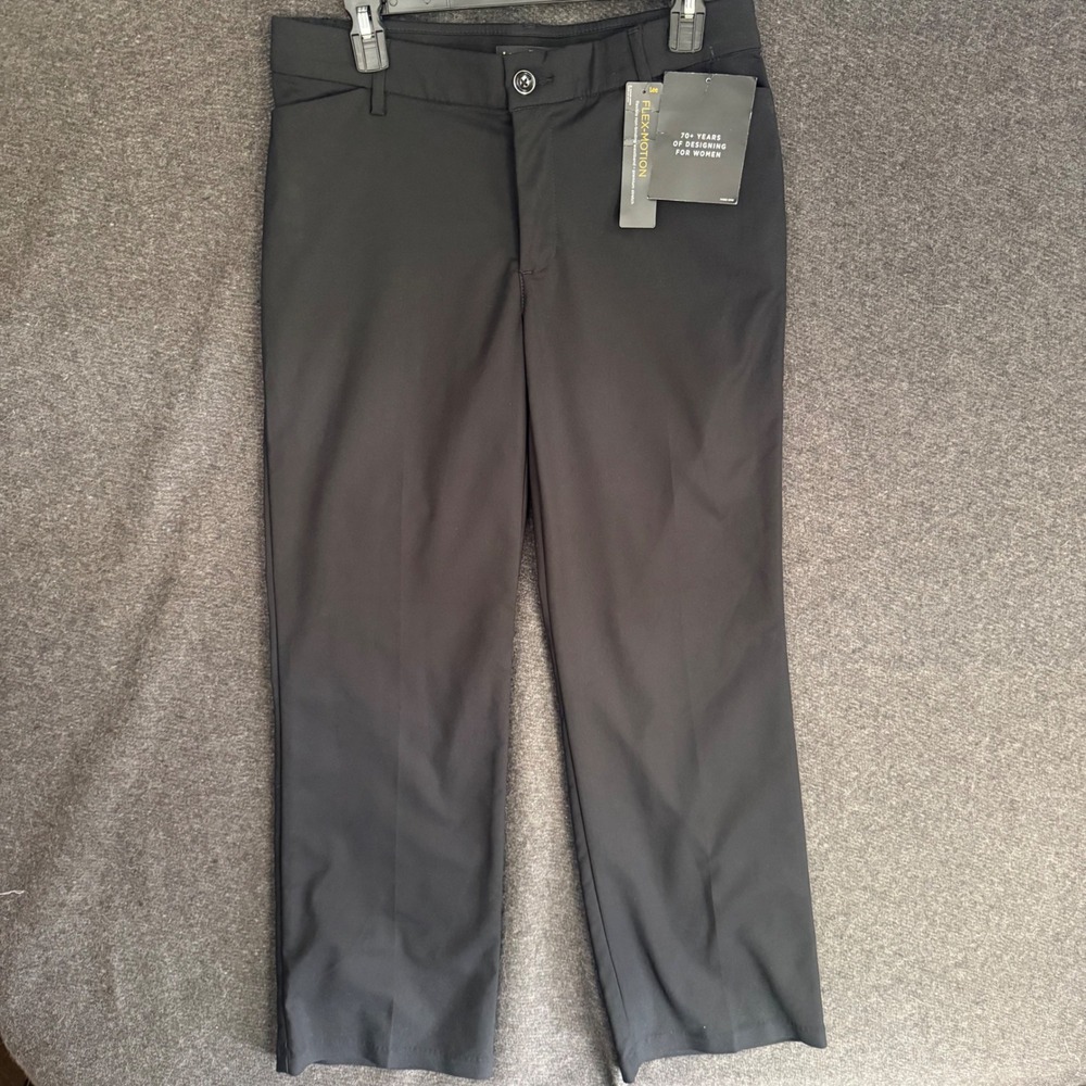 Women's 10 Short Black Pants Lee Flex Motion Regular Fit Trouser Mid Rise work‎